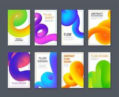 Fluid gradient blend curve. Abstract poster design, creative colorful blends curved line on golden rectangle background vector