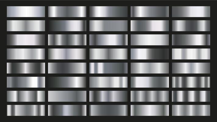 Linear metal gradients. Chrome plate, stainless steel and silver metallic gradient set