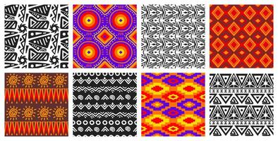 Geometric African pattern. Seamless fashion motif textile, abstract wax fabric print set vector