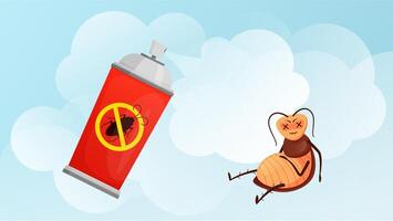 Cockroach bug spray. Insecticide sprayed on insect pest, harmful beetles control and hygiene from bad insects illustration vector