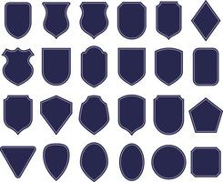 Badge shapes. Patch template, different insignia badges backgrounds and vintage label frame set vector