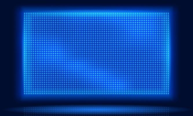 Led screen. display, lcd dot pixels wall and diodes glow light grid background