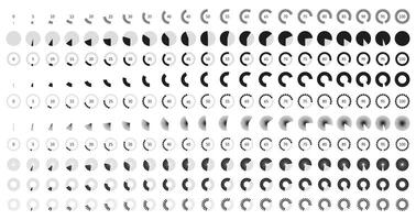 Volume level knob animation. Circle control bar, animated round loader and rotary knobs icon set vector
