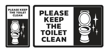 Please keep toilet clean sign. Restroom cleaning reminder label, shiny toilet and cleanup WC information plate template vector