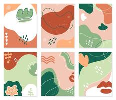 Creative abstract templates. Colorful strokes and lines, abstract painting shapes. Minimalistic elegant design artworks vector