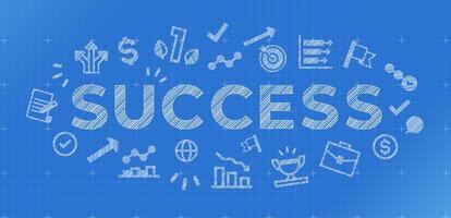 Success blueprint. Successful business plan components scheme, project strategy and planning illustration vector