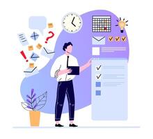 Time management, scheduling work tasks vector