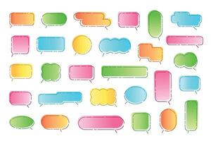 Line callout frames. Speech bubbles, linear talk balloon sign with thin line border and gradient. Discussion frame with editable stroke paths set vector