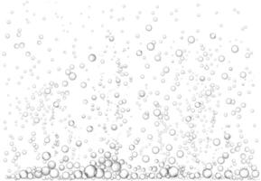 Fizzing bubbly water effect. Transparent rising air bubbles, boiling liquid with stream of steam. Sparkling drink background illustration vector