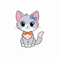 Adorable small fluffy kitten with big eyes illustration. Perfect for pet-themed designs, cute digital art, and charming cat graphics. Ideal for adding a sweet touch to your projects vector