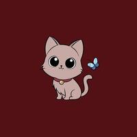 Adorable small fluffy kitten with big eyes illustration. Perfect for pet-themed designs, cute digital art, and charming cat graphics. Ideal for adding a sweet touch to your projects vector