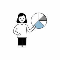 Index Investor Ingrid presenting a pie chart illustration, ideal for financial analysis, business reports, and investment presentations. Clean, professional, and detailed vector