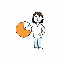 Index Investor Ingrid presenting a pie chart illustration, ideal for financial analysis, business reports, and investment presentations. Clean, professional, and detailed vector