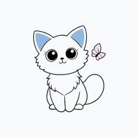 Adorable small fluffy kitten with big eyes illustration. Perfect for pet-themed designs, cute digital art, and charming cat graphics. Ideal for adding a sweet touch to your projects vector