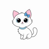 Adorable small fluffy kitten with big eyes illustration. Perfect for pet-themed designs, cute digital art, and charming cat graphics. Ideal for adding a sweet touch to your projects vector