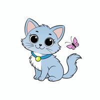 Adorable small fluffy kitten with big eyes illustration. Perfect for pet-themed designs, cute digital art, and charming cat graphics. Ideal for adding a sweet touch to your projects vector