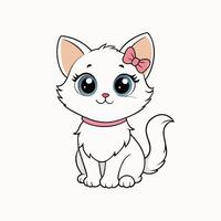 Adorable small fluffy kitten with big eyes illustration. Perfect for pet-themed designs, cute digital art, and charming cat graphics. Ideal for adding a sweet touch to your projects vector
