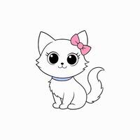 Adorable small fluffy kitten with big eyes illustration. Perfect for pet-themed designs, cute digital art, and charming cat graphics. Ideal for adding a sweet touch to your projects vector