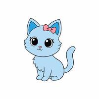 Adorable small fluffy kitten with big eyes illustration. Perfect for pet-themed designs, cute digital art, and charming cat graphics. Ideal for adding a sweet touch to your projects vector