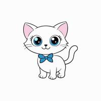 Adorable small fluffy kitten with big eyes illustration. Perfect for pet-themed designs, cute digital art, and charming cat graphics. Ideal for adding a sweet touch to your projects vector
