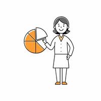 Index Investor Ingrid presenting a pie chart illustration, ideal for financial analysis, business reports, and investment presentations. Clean, professional, and detailed vector