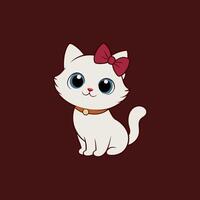 Adorable small fluffy kitten with big eyes illustration. Perfect for pet-themed designs, cute digital art, and charming cat graphics. Ideal for adding a sweet touch to your projects vector