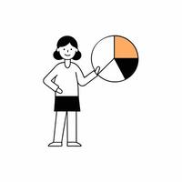 Index Investor Ingrid presenting a pie chart illustration, ideal for financial analysis, business reports, and investment presentations. Clean, professional, and detailed vector