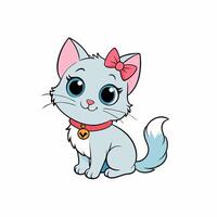 Adorable small fluffy kitten with big eyes illustration. Perfect for pet-themed designs, cute digital art, and charming cat graphics. Ideal for adding a sweet touch to your projects vector