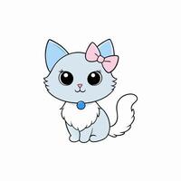 Adorable small fluffy kitten with big eyes illustration. Perfect for pet-themed designs, cute digital art, and charming cat graphics. Ideal for adding a sweet touch to your projects vector