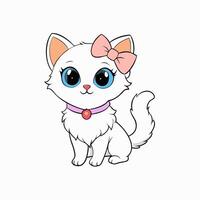Adorable small fluffy kitten with big eyes illustration. Perfect for pet-themed designs, cute digital art, and charming cat graphics. Ideal for adding a sweet touch to your projects vector