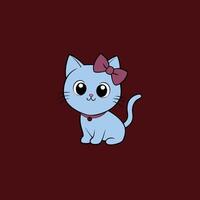 Adorable small fluffy kitten with big eyes illustration. Perfect for pet-themed designs, cute digital art, and charming cat graphics. Ideal for adding a sweet touch to your projects vector