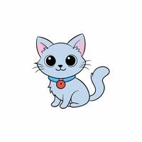 Adorable small fluffy kitten with big eyes illustration. Perfect for pet-themed designs, cute digital art, and charming cat graphics. Ideal for adding a sweet touch to your projects vector