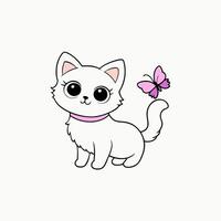 Adorable small fluffy kitten with big eyes illustration. Perfect for pet-themed designs, cute digital art, and charming cat graphics. Ideal for adding a sweet touch to your projects vector