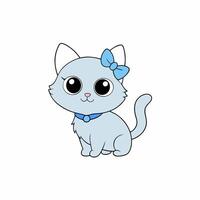 Adorable small fluffy kitten with big eyes illustration. Perfect for pet-themed designs, cute digital art, and charming cat graphics. Ideal for adding a sweet touch to your projects vector