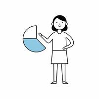 Index Investor Ingrid presenting a pie chart illustration, ideal for financial analysis, business reports, and investment presentations. Clean, professional, and detailed vector