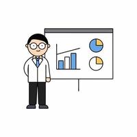 Professional illustration of an analyst presenting data. Perfect for business, finance, and corporate presentations, highlighting statistics, strategies, and analysis vector