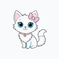Adorable small fluffy kitten with big eyes illustration. Perfect for pet-themed designs, cute digital art, and charming cat graphics. Ideal for adding a sweet touch to your projects vector