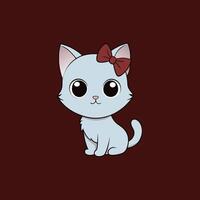 Adorable small fluffy kitten with big eyes illustration. Perfect for pet-themed designs, cute digital art, and charming cat graphics. Ideal for adding a sweet touch to your projects vector