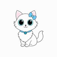 Adorable small fluffy kitten with big eyes illustration. Perfect for pet-themed designs, cute digital art, and charming cat graphics. Ideal for adding a sweet touch to your projects vector