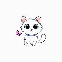 Adorable small fluffy kitten with big eyes illustration. Perfect for pet-themed designs, cute digital art, and charming cat graphics. Ideal for adding a sweet touch to your projects vector