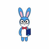 Adorable illustration of a rabbit with big glasses, a bow tie, and holding a mobile. Perfect for quirky designs, digital art, and fun projects vector