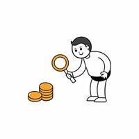 illustration of a digital marketer with laptop and some icon vector