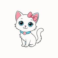 Adorable small fluffy kitten with big eyes illustration. Perfect for pet-themed designs, cute digital art, and charming cat graphics. Ideal for adding a sweet touch to your projects vector