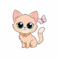 Adorable small fluffy kitten with big eyes illustration. Perfect for pet-themed designs, cute digital art, and charming cat graphics. Ideal for adding a sweet touch to your projects vector
