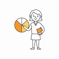 Index Investor Ingrid presenting a pie chart illustration, ideal for financial analysis, business reports, and investment presentations. Clean, professional, and detailed vector