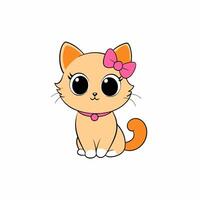 Adorable small fluffy kitten with big eyes illustration. Perfect for pet-themed designs, cute digital art, and charming cat graphics. Ideal for adding a sweet touch to your projects vector