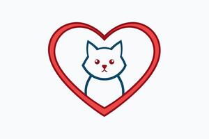 A Cute Cat in a Love Shape - Illustration vector