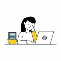 Investor analyzing trade graph on a laptop in this detailed illustration. Ideal for financial presentations, reports, and educational materials. High-quality and precise design vector