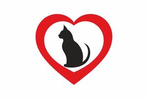 A Cute Cat in a Love Shape - Illustration vector