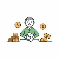 Vibrant illustration of a joyful person with money, perfect for stock market themes. Ideal for finance and investment projects vector